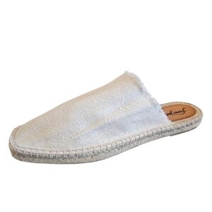 Free People Seaside Frayed Espadrille Cream Mules Size 41 (10) NEW